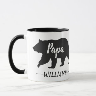 Rustic Papa Bear Monogram Name Mug