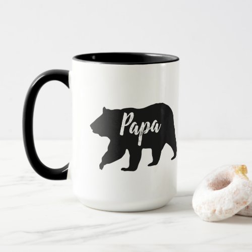 Rustic Papa Bear Simple Black and White Mug