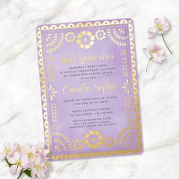 Rustic Papel Picado Purple Gold Quinceañera
