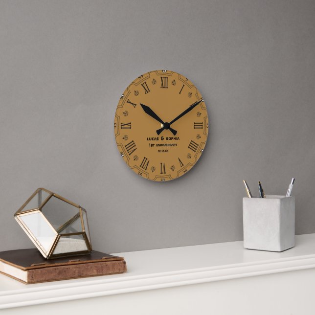 Rustic Paper 1st Wedding Anniversary Wall Clock (Office)