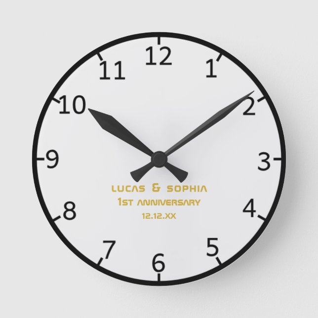 Rustic Paper 1st Wedding Anniversary Wall Clock (Front)