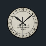 Rustic Paper 1st Wedding Anniversary Wall Clock<br><div class="desc">Celebrate your first wedding anniversary with a rustic parchment paper clock with roman numerals. Just add your names and wedding date and hang it on your wall.</div>