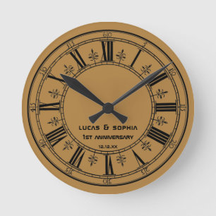 Rustic Paper 1st Wedding Anniversary Wall Clock