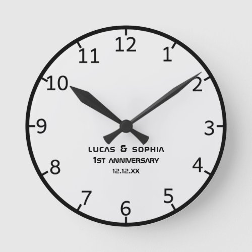 Rustic Paper 1st Wedding Anniversary Wall Clock