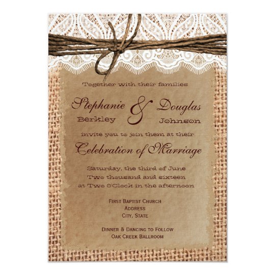 Burlap And Lace Wedding Invitations Free Blank Template 10