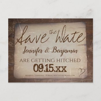Rustic Paper Vintage Country Heart Save The Date Announcement Postcard by RusticCountryWedding at Zazzle
