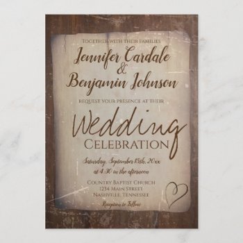 Rustic Paper Vintage Country Heart Wedding Invitation by RusticCountryWedding at Zazzle