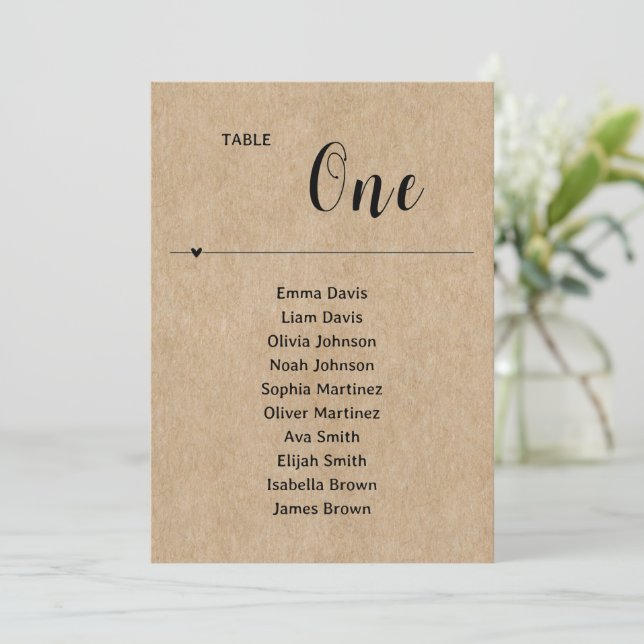 Rustic Paper Wedding Seating Chart (Standing Front)