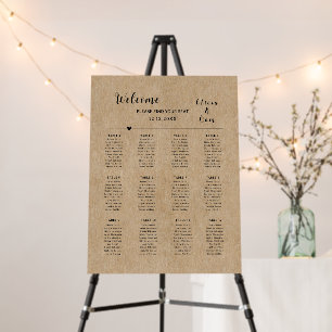 Rustic Paper Wedding Seating Chart Foam Board