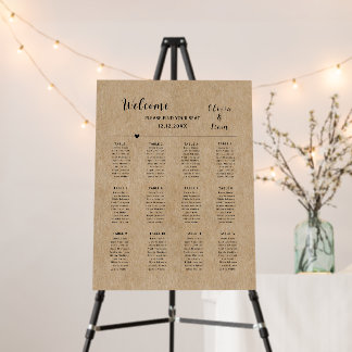 Rustic Paper Wedding Seating Chart Foam Board