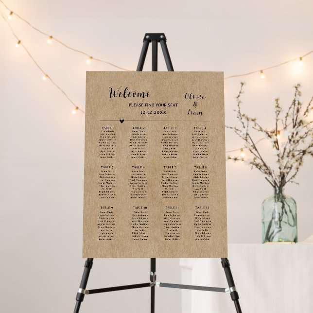 Rustic Paper Wedding Seating Chart Foam Board (In Situ (Stand))