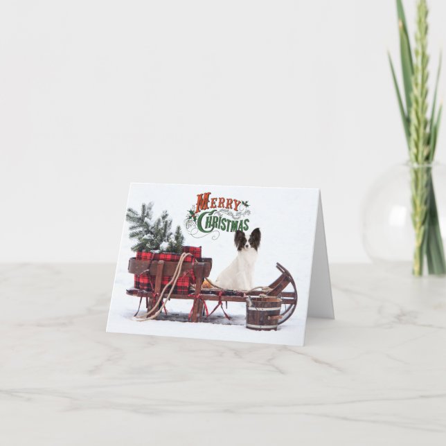 Rustic Papillion Christmas Card (Front)
