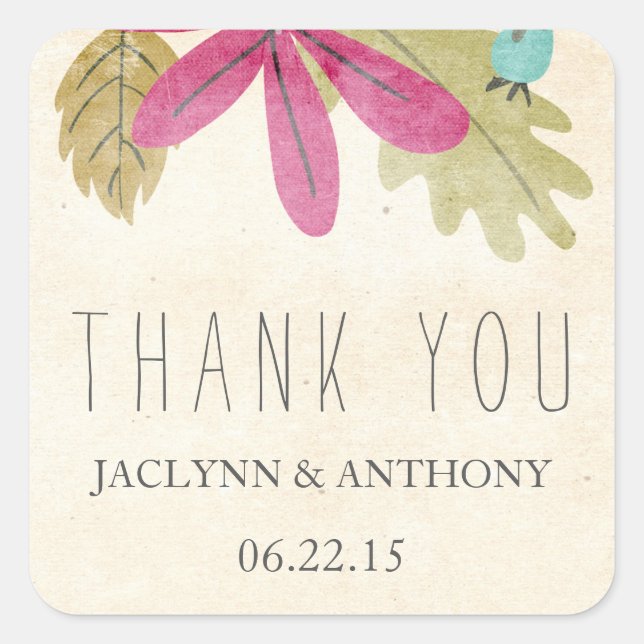 Rustic Paradise Thank You Favor Stickers (Front)