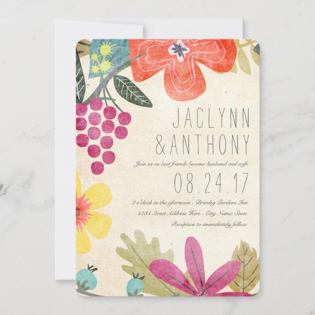 Rustic Paradise Watercolor Vineyard Wedding Invitation (Front)