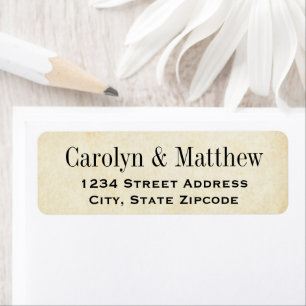Rustic Parchment Black Wedding Return Address Label