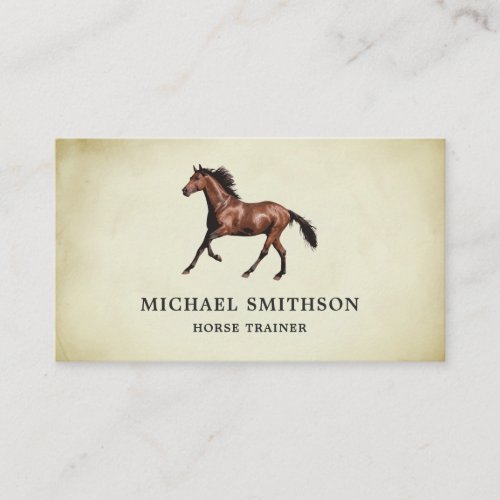 Rustic Parchment Brown Horse Riding Instructor Business Card