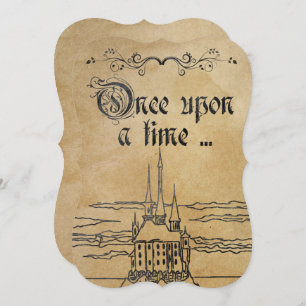 Rustic Parchment Paper Fairy Tale Theme Castle Invitation