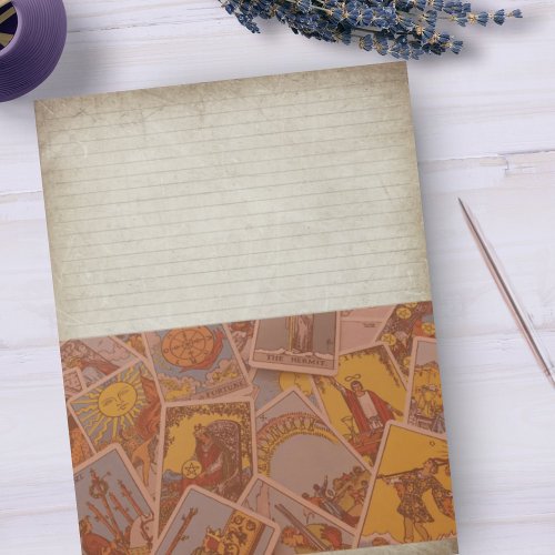 Rustic Parchment Tarot Cards Half Lined Stationery Notepad