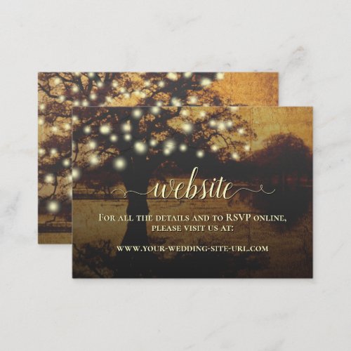 Rustic Parchment Tree  Lights Wedding Website Enclosure Card