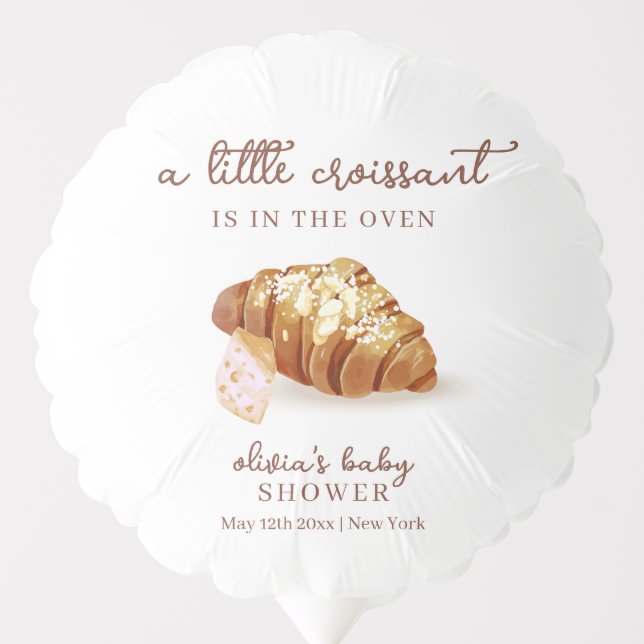 Rustic Paris Bakery Pastry Croissant Baby Shower  Balloon (Front)