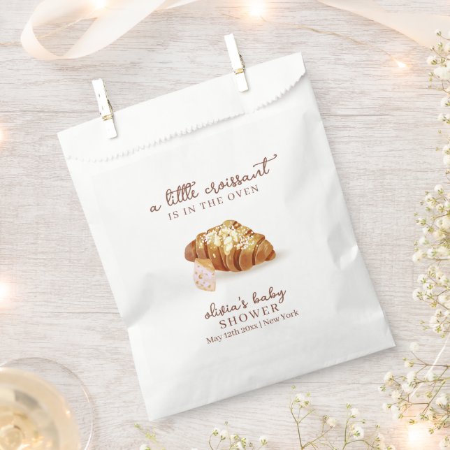 Rustic Paris Bakery Pastry Croissant Baby Shower  Favor Bag (Clipped)