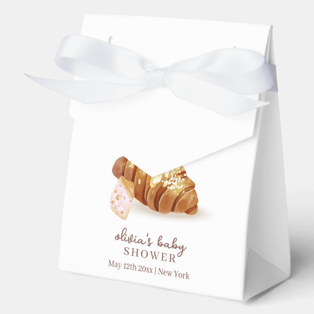 Rustic Paris Bakery Pastry Croissant Baby Shower  Favor Boxes (Front)