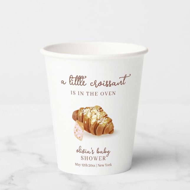 Rustic Paris Bakery Pastry Croissant Baby Shower  Paper Cups (Front)