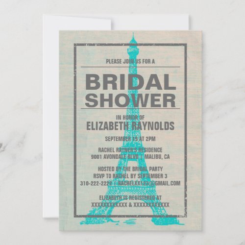 Rustic Paris Bridal Shower Invitations
