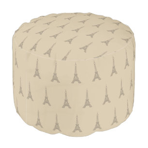 Rustic Paris Eiffel Tower Pillow Pouf Ottoman