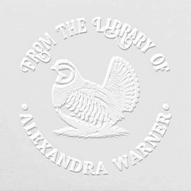 Rustic Partridge Game Bird Library Book Name Embosser (Design)