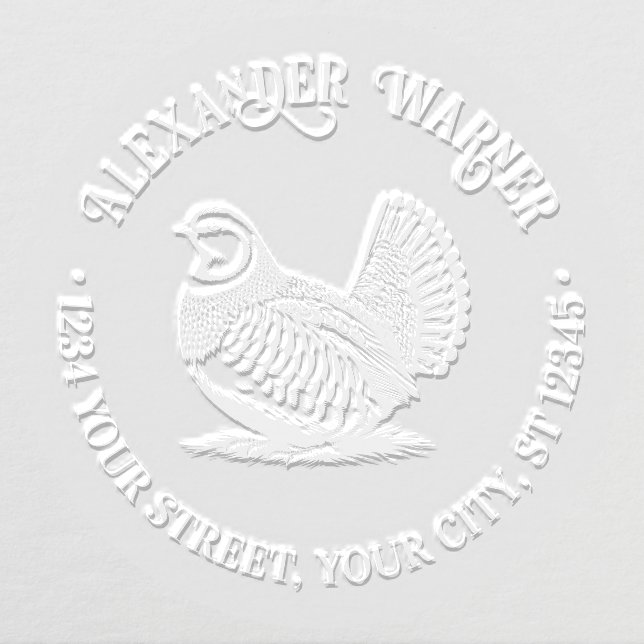 Rustic Partridge Game Bird Name Return Address Embosser (Design)