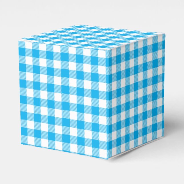 Rustic Party Blue Plaid Gingham Country Wedding Favor Boxes (Front Side)