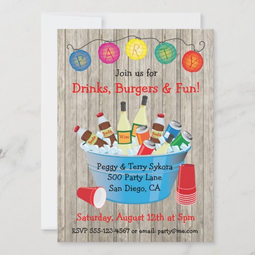 Rustic Party Drinks Invitations