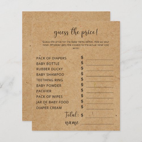 Rustic Party games  Price Guess Game