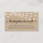 Rustic Party String Lights, Wedding Honeymoon Wish Enclosure Card