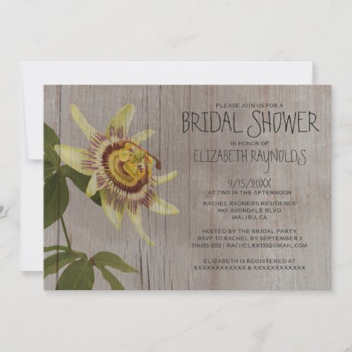 Rustic Passion Flower Bridal Shower Invitations