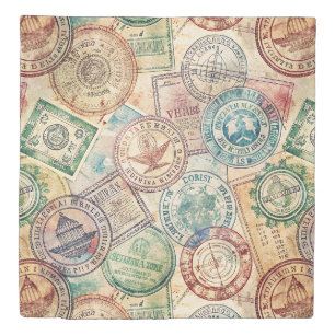 Rustic Passport Stamp Travel Pattern (1) Duvet Cover