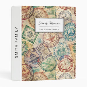 Rustic Passport Stamp Travel Pattern (1) Mini Binder