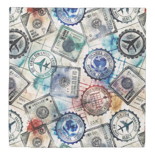Rustic Passport Stamp Travel Pattern (2) Duvet Cover
