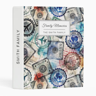 Rustic Passport Stamp Travel Pattern (2) Mini Binder