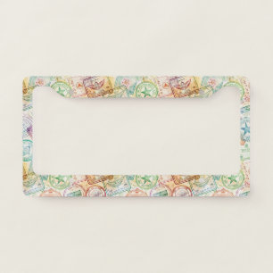 Rustic Passport Stamp Travel Pattern (3) License Plate Frame