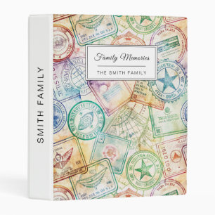 Rustic Passport Stamp Travel Pattern (3) Mini Binder