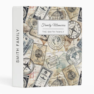 Rustic Passport Stamp Travel Pattern (4) Mini Binder