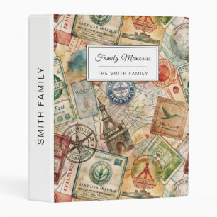 Rustic Passport Stamp Travel Pattern (5) Mini Binder