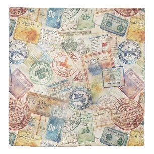 Rustic Passport Stamp Travel Pattern (6) Duvet Cover