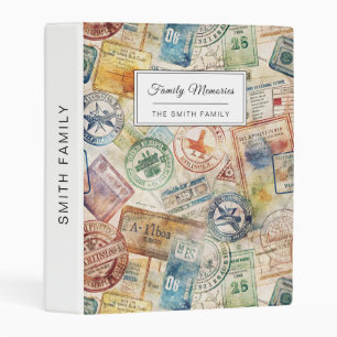 Rustic Passport Stamp Travel Pattern (6) Mini Binder