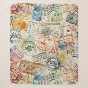 Rustic Passport Stamp Travel Pattern (6) Sherpa Blanket