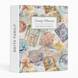 Rustic Passport Stamp Travel Pattern (7) Mini Binder