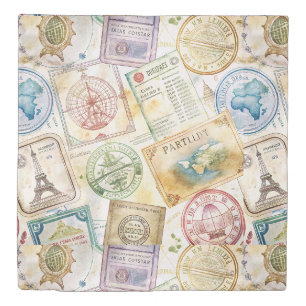 Rustic Passport Stamp Travel Pattern (8) Duvet Cover
