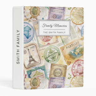 Rustic Passport Stamp Travel Pattern (8) Mini Binder